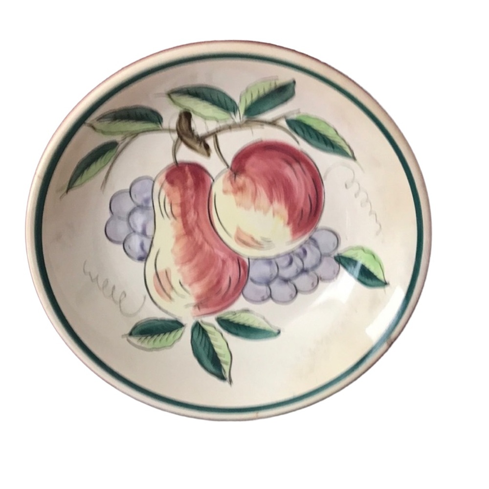 Vtg MCCOY USA Hand Painted Apple Pear Grapes Ceramic Pottery Bowl